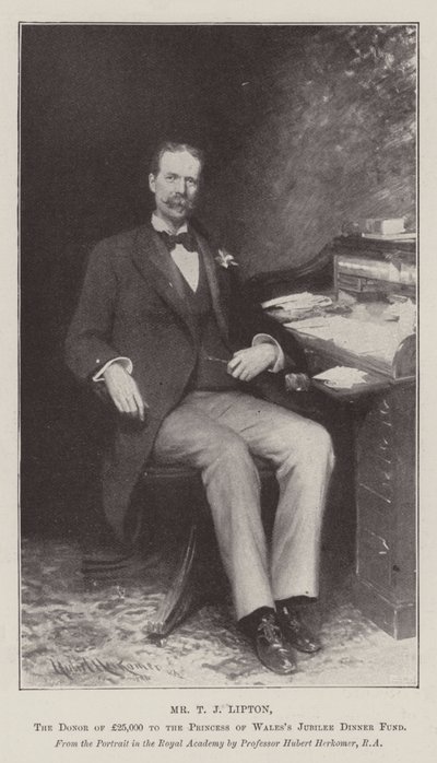 Pan T J Lipton, dárce 25 000 liber do fondu Jubilejní večeře princezny z Walesu od Hubert von Herkomer