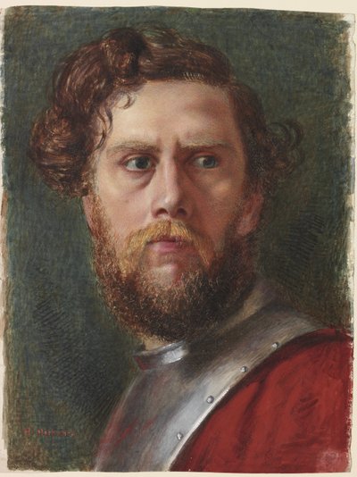 Studie hlavy (akvarel a tělová barva na papíře) od Hubert von Herkomer