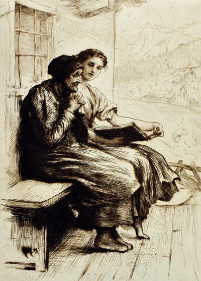 Words of Comfort, cca 1879 (lept) od Hubert von Herkomer
