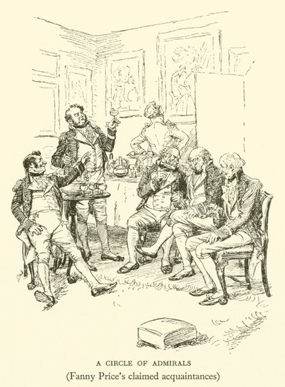 Kruh admirálů, známí Fanny Priceové (rytina) od Hugh Thomson