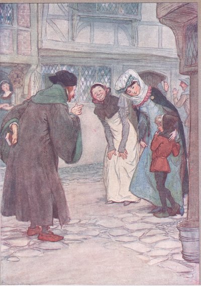 Pojď, sirrah-odpověz svému pánovi, neboj se, ilustrace z Veselé paničky z Windsoru, 1910 od Hugh Thomson
