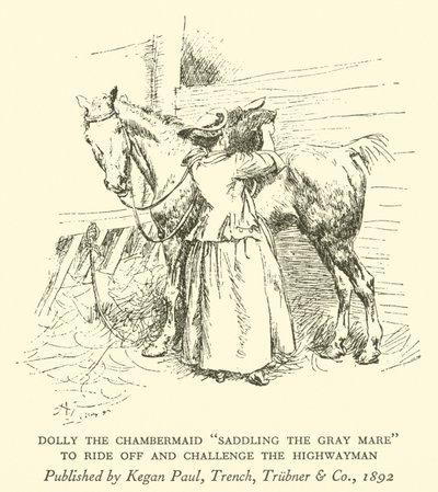 Dolly the Chambermaid "Osedlování šedé klisny", odjet a vyzvat Highwaymana (rytina) od Hugh Thomson