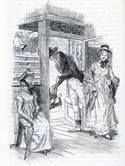 "Emma vysvětluje, že je to ona, kdo zařídil svatbu slečny Taylorové a pana Westona" (ilustrace) od Hugh Thomson