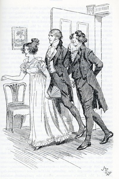 „Emma zve pana Eltona, aby obdivoval portrét Harriett“ od Hugh Thomson