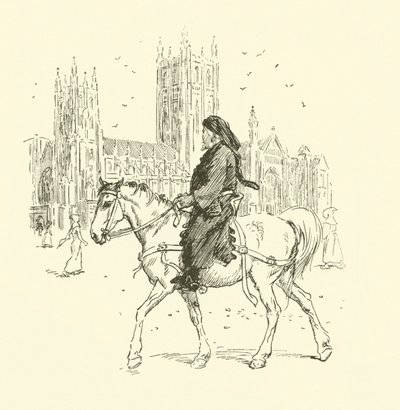 Geoffrey Chaucer na koni (litho) od Hugh Thomson