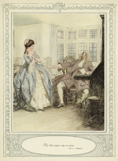 Ilustrace k Goldsmithově knize She Stoops to Conquer (Ona se snaží zvítězit) od Hugh Thomson