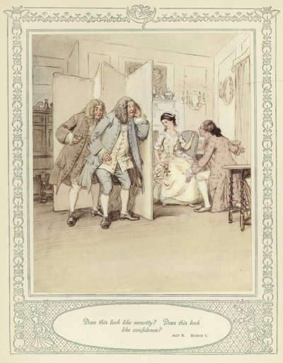 Ilustrace k Goldsmithově knize She Stoops to Conquer (Ona se snaží zvítězit) od Hugh Thomson