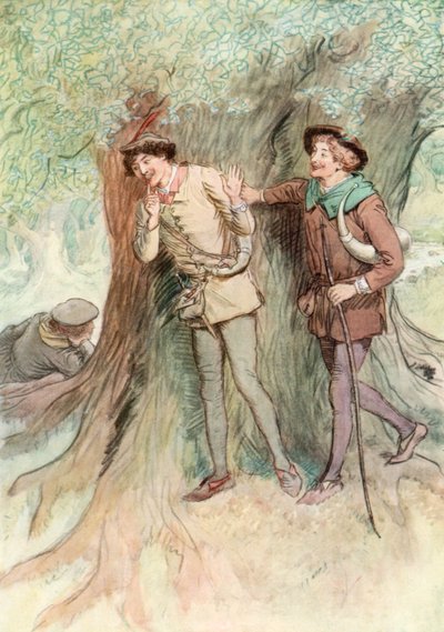 Ilustrace k Shakespearově knize Jak se vám líbí (barevné lito) od Hugh Thomson