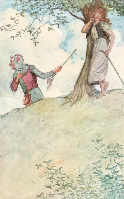 Ilustrace k Shakespearově knize Jak se vám líbí (barevné lito) od Hugh Thomson