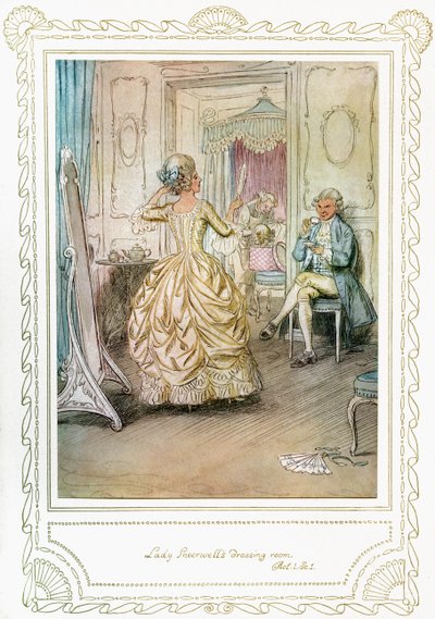 Richard Brinsley Sheridan "Škola pro skandál" od Hugh Thomson