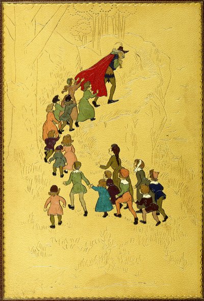 Horní obálka s ilustrací Piper, za kterou jdou děti, 1893 od Hugh Thomson