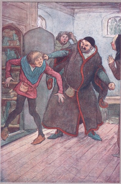 Padouch! Larron! (Vytahuje Simple out), ilustrace z Veselých paniček windsorských , 1910 od Hugh Thomson