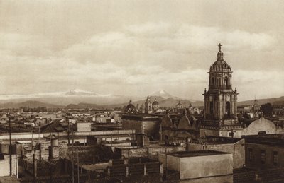 Mexiko: hlavní město Mejico, východní částečný pohled (čb fotografie) od Hugo Brehme