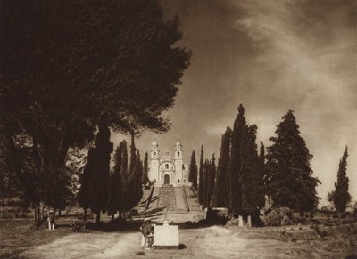 Mexiko: Cholula, kostel Guadalupe (čb fotografie) od Hugo Brehme