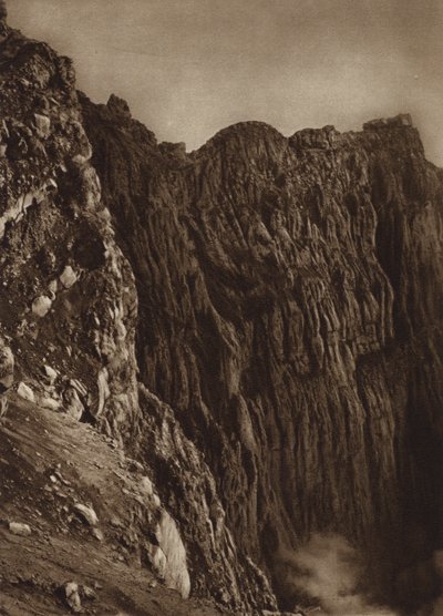 Mexiko: kráter Popocatepetl (čb fotografie) od Hugo Brehme