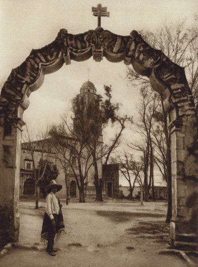 Mexiko: kostel Acambaro, stát Michoacan (čb fotografie) od Hugo Brehme