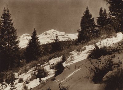 Mexiko: Iztacihuatl (čb fotografie) od Hugo Brehme