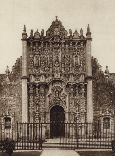 Mexiko: Mexiko, vchod do svatyně z východní strany katedrály (čb fotografie) od Hugo Brehme