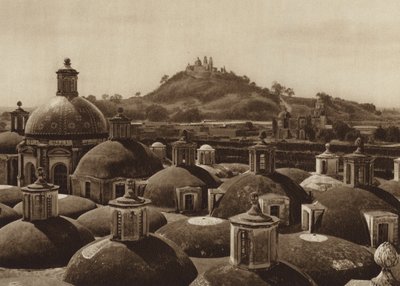 Mexiko: Piramide de Cholula (čb fotografie) od Hugo Brehme