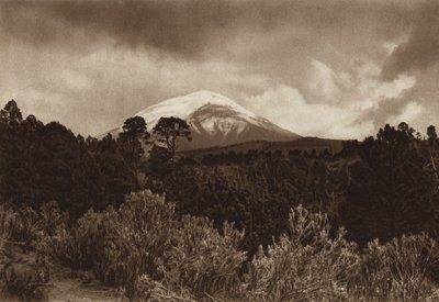 Mexiko: Popocatepetl (čb fotografie) od Hugo Brehme