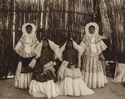 Mexiko: Tehuantepec, Dívka v národním kroji (čb fotografie) od Hugo Brehme