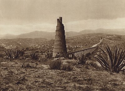 Mexiko: Staré španělské vodovodní potrubí z Los Remedios (čb fotografie) od Hugo Brehme