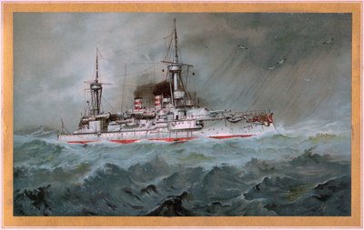 S.M.S. Linienschiff Brandenburg (erb červený orel na bílém štítě, S.M.S. Wörth = černý císařský orel na zlatém štítě) od Hugo Graf