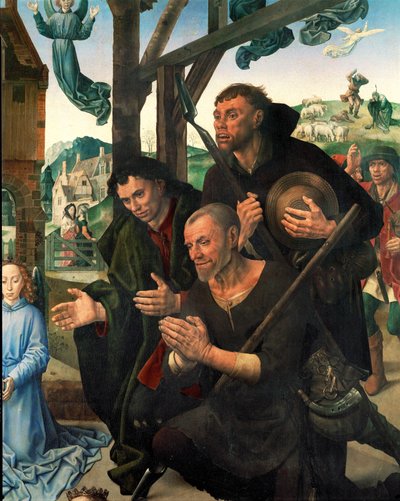 Tři pastýři (tempera na dřevě) od Hugo van der Goes