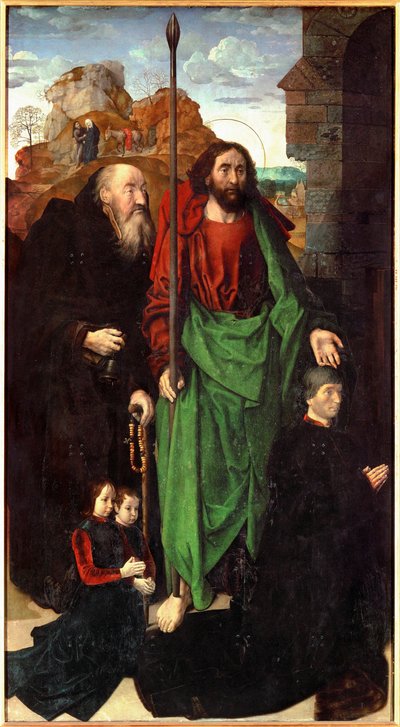 Tommaso Portinari a jeho dva synové, po stranách svatý Antonín a svatý Tomáš (tempera na dřevě) od Hugo van der Goes