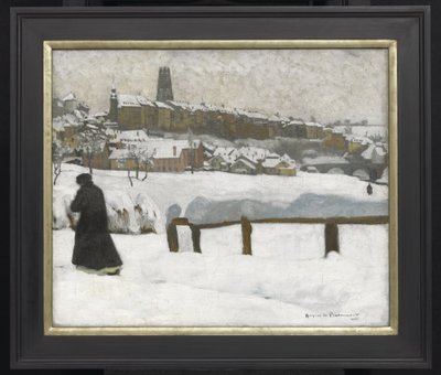 Freiburg ve sněhu, kolem roku 1920 (olej na plátně) od Hugues de Beaumont