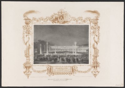 Večerní párty pro studenty, 1836 Strana H.H. Studenti v zahradě od C. van Leeuwena / Večer 14. června 1836 (název na objektu) Talíře k oslavě druhého stého výročí Utrechtsche Hogeschool, 1836 (název série) od Huib van Hove Bz