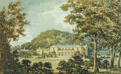 Jižní fronta s východní frontou v perspektivě, z Červené knihy pro Antony House, c.1812 od Humphry Repton
