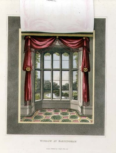Okno v Barninghamu (podle) z knihy "Fragmenty o teorii a praxi zahradní architektury", vyd. 1816 (barevná litografie) (viz také 103904) od Humphry Repton