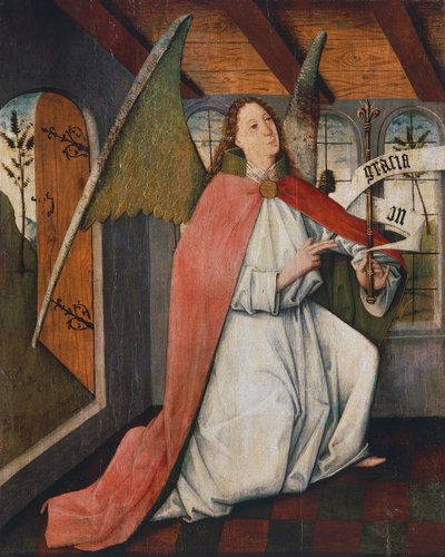 Archanděl Gabriel, detail ze Zvěstování, obraz maďarského neznámého umělce, Maďarsko od Hungarian School