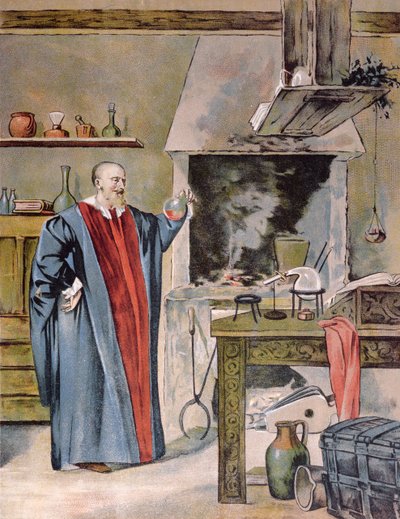 Císař Rudolf II. Habsburský (1552-1612) ve své alchymistické dílně od Hungarian School