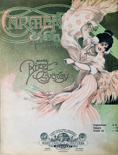 Obálka partitury "Carmen", kolem roku 1900 (ilustrace) od Hungarian School
