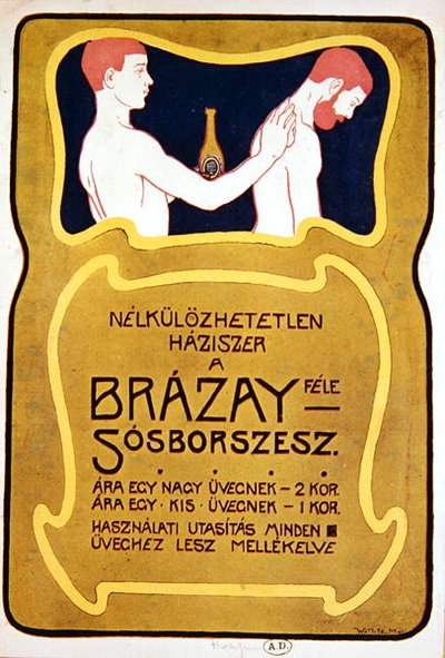 Maďarská reklama na Eau de Toilette Brazay, kolem roku 1900 (barevné lito) od Hungarian School