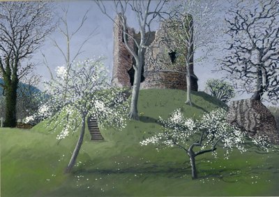 Longtown Castle, 1992 (kvaš na kartě) od Huw S. Parsons