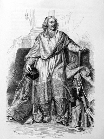 Rytý portrét Jacques-Benigne (Jacques Benigne) Bossuet, biskup z Meaux po Hyacinthe Rigaud (Musée du Louvre) - v „Histoire de France“ od Guizota od Hyacinthe (after) Rigaud