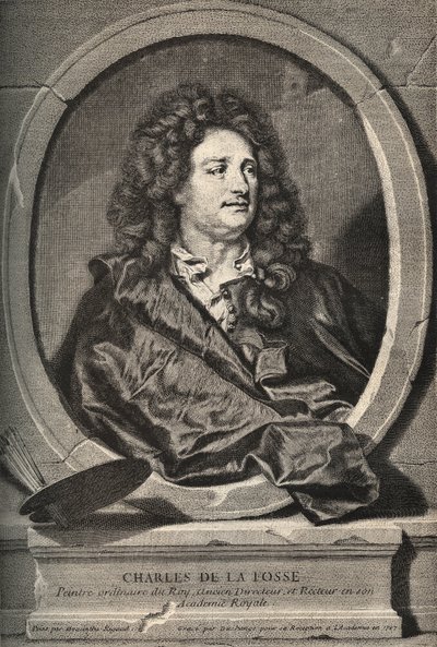 Portrét Charlese de La Fosse (1636-1716) francouzský malíř - rytina Dumchange od H. Rigauda od Hyacinthe (after) Rigaud