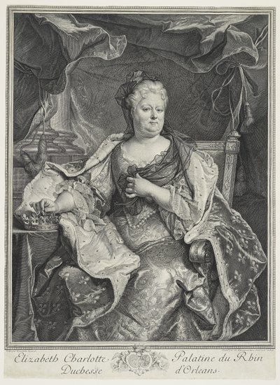 Elizabeth Charlotte Palatine du Rhin, vévodkyně z Orleans, inž. Charles Louis Simmoneau (1645-1728) od Hyacinthe Francois Rigaud