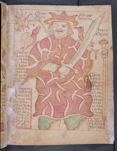Odin, od Melsteds Edda (pero, inkoust a wc na papíře) od Icelandic School
