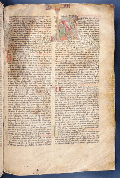 Začátek Příběhu o Halfdanovi Černém, z Flateyjarbok (Kniha o Flateyovi), konec 14. století. od Icelandic School