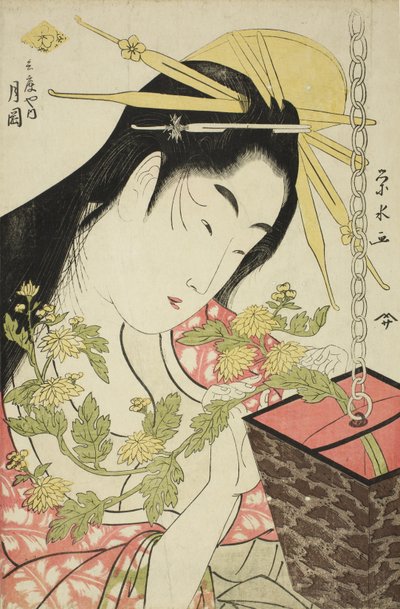 Kurtizána Tsukioka z Hyogoya, kolem roku 1797 od Ichirakutei Eisui