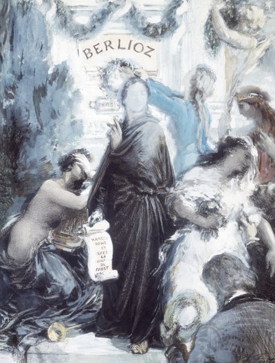 Akvarelová litografie připomínající sté výročí narození Hectora Berlioze od Ignace Henri Jean Fantin Latour