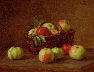 Jablka v košíku a na stole, 1888 od Ignace Henri Jean Fantin Latour