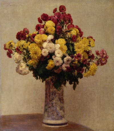 Chryzantémy ve váze, 1873 od Ignace Henri Jean Fantin Latour