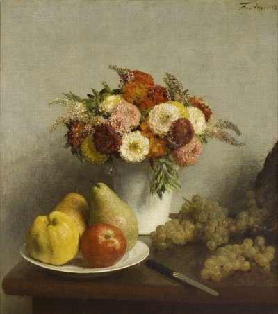 Květiny a ovoce, 1865 od Ignace Henri Jean Fantin-Latour