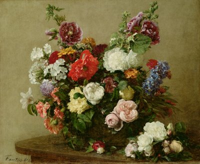 Francouzské růže a pivoňky, 1881 od Ignace Henri Jean Fantin Latour