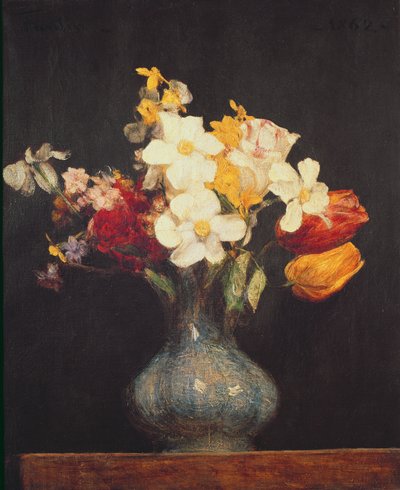 Narcisy a tulipány, 1862 od Ignace Henri Jean Fantin Latour